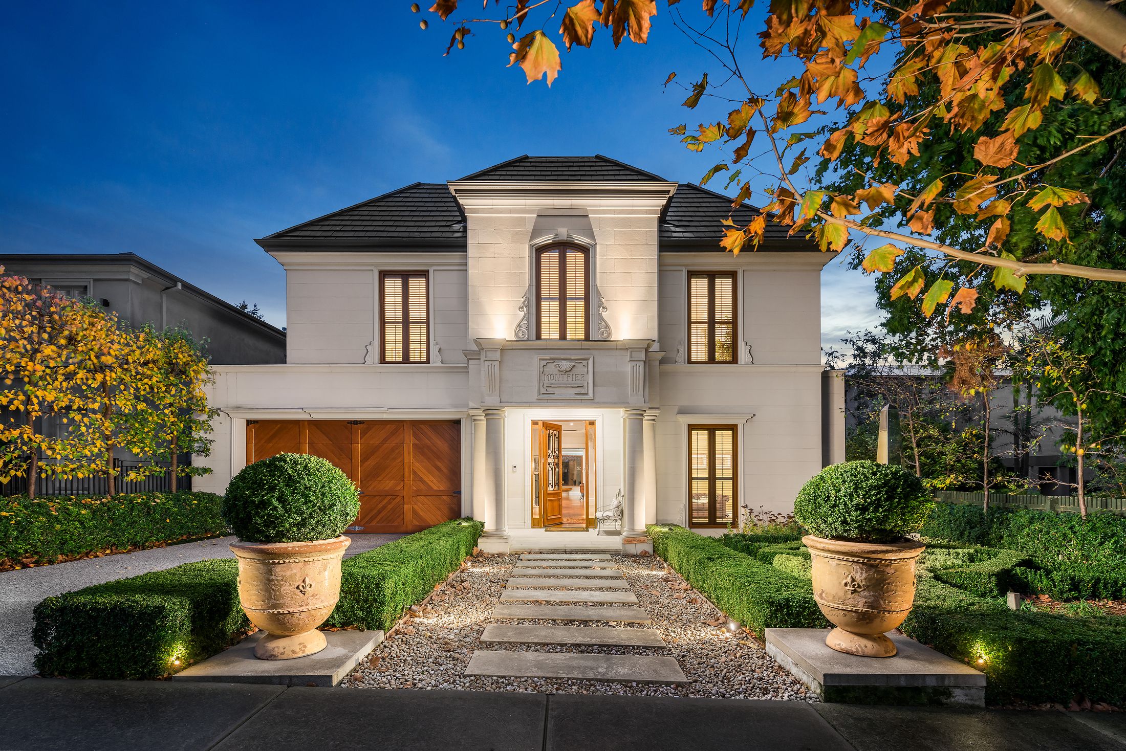 French provincial home at dusk photographed by Capture